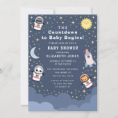 Countdown zur Baby Space Baby Shower Einladung (Vorderseite)