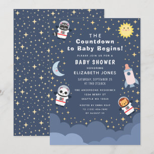 Countdown zur Baby Space Baby Shower Einladung