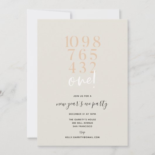 Countdown zur Silvesternacht-Party Einladung (Vorderseite)