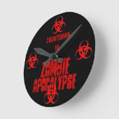 Countdown zur Zombie-Apokalypse Runde Wanduhr (Winkel)