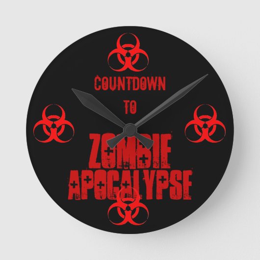 Countdown zur Zombie-Apokalypse Runde Wanduhr (Vorderseite)