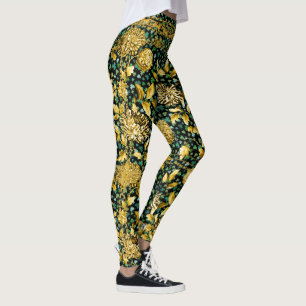 Countess Gold Chain Floral Kleeblatt Black Leggings