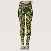 Countess Gold Chain Floral Kleeblatt Black Leggings (Vorderseite)