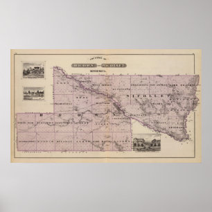 Counties Brown und Nicollet, Minnesota Poster