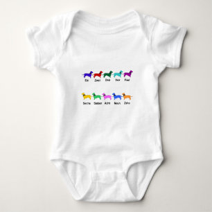 Counting deutscher Dackeln Baby Bodysuit Strampler