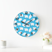 Counting Sheep Blue Nursery Pattern Große Wanduhr (Zuhause)