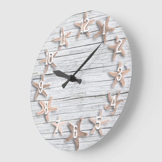 Counting Starfish Falsch Driftwood Große Wanduhr (Winkel)