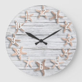 Counting Starfish Falsch Driftwood Große Wanduhr (Vorderseite)