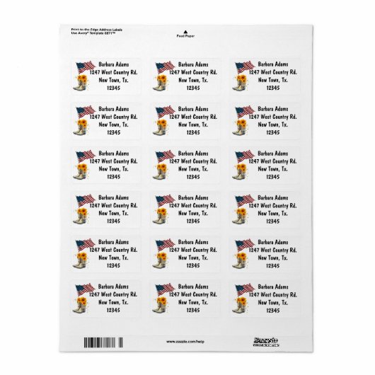 Country American Boots Rücksendeadresse Adressaufkleber (Vorne)