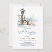 Country and Western Winter 90th Birthday Party Einladung (Vorderseite)