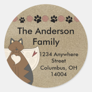 Country Angel Cat Round-Return-Adressetikett Runder Aufkleber