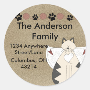 Country Angel Cat Round-Return-Adressetikett Runder Aufkleber