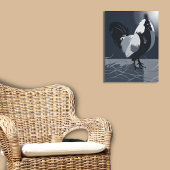 Country Animal Rooster Dark Blue Kitchen Wall Art Poster