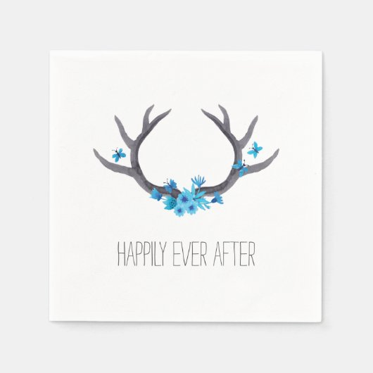 Country Antlers Blue Wedding Serviette (Vorderseite)