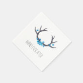 Country Antlers Blue Wedding Serviette (Ecke)