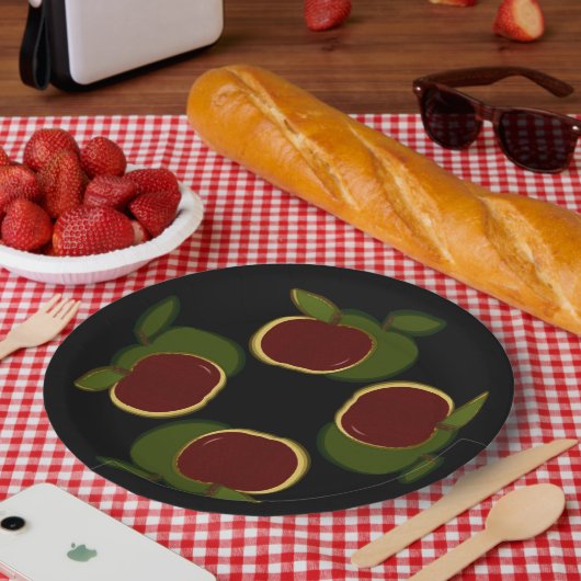 Country Äpfel schwarzer Hintergrund Pappteller (Picknick)