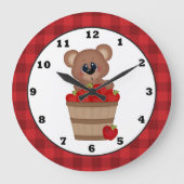 Country Apple Bear Kitchenuhr Große Wanduhr (Vorderseite)