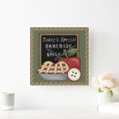 Country Apples - Homemade Apple Pie Wall Clock Quadratische Wanduhr (Zuhause)