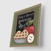 Country Apples - Homemade Apple Pie Wall Clock Quadratische Wanduhr (Winkel)