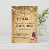 Country Baby Shower Einladung für Mädchen (Stehend Vorderseite)