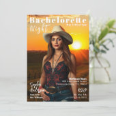 Country Bachelorette Magazine Cover Einladung (Stehend Vorderseite)