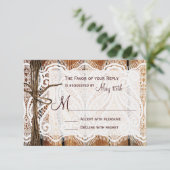 Country Bard Lace Twine Wedding RSVP Cards (Stehend Vorderseite)