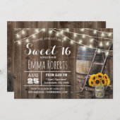 Country Barn Holz Sonnenblume Jar Rustikale Süße 1 Einladung (Vorne/Hinten)