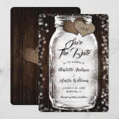 Country Barn Holz String Lights Mason Jar Wedding Save The Date (Vorne/Hinten)