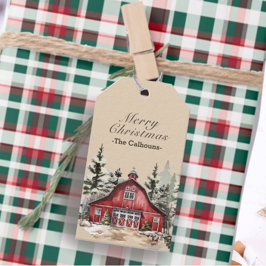 Country Barn Kariert Weihnachten Geschenkanhänger