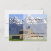 Country Barn Rocky Mountains Hochzeitssender RSVP (Vorderseite)