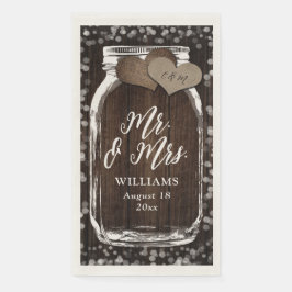 Country Barn Wood Mason Jar Mr & Mrs. Wedding Serviette