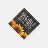 Country Barn Wood + Rustic Sonnenblume Hochzeit Serviette (Ecke)