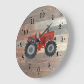 Country Bauernhof Red Traktor Imitate Holzwall Uhr (Winkel)