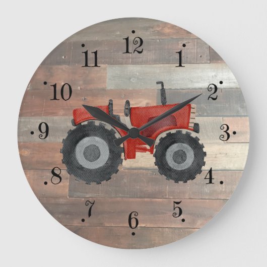Country Bauernhof Red Traktor Imitate Holzwall Uhr (Vorderseite)