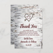 Country Birch Tree Bark Heart Arrow Rustikale Hoch Dankeskarte (Vorne/Hinten)