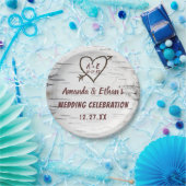 Country Birch Tree Bark Heart Arrow Rustikale Hoch Pappteller (Party)