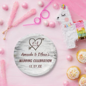 Country Birch Tree Bark Heart Arrow Rustikale Hoch Pappteller (Party)