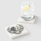 Country Black and White Horses in Liebe Steinuntersetzer (Seitenansicht)