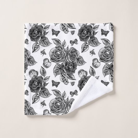 Country Black Rose Handtuch Set (Waschlappen)