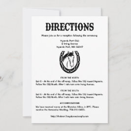 Country Black Wedding Directions Horse Horseshoe Einladung
