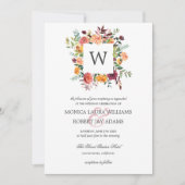 Country Bloom Autum Colors Floral Monogram Hochzei Einladung (Vorderseite)