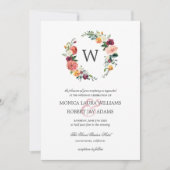 Country Bloom Autum Floral Wreath Monogramm Hochze Einladung (Vorderseite)