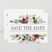 Country Bloom Bloral Rustic WEDD speichern Sie das Ankündigungspostkarte (Vorne/Hinten)
