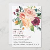 Country Bloom Bride Bouquet Burgundy Brautparty Einladung (Vorderseite)
