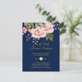 Country Blue Blush Pink Roses Hochzeitssandale Postkarte (Stehend Vorderseite)
