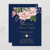 Country Blue Blush Pink Roses Hochzeitssandale Postkarte (Vorne/Hinten)