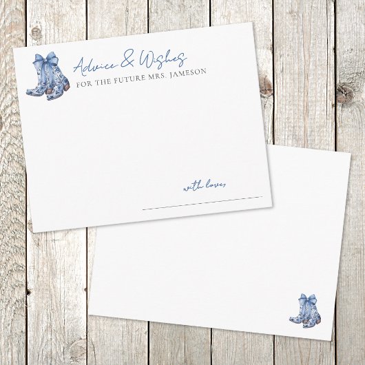 Country Blue Bow Cowboy Brautparty Ratgeber Begleitkarte
