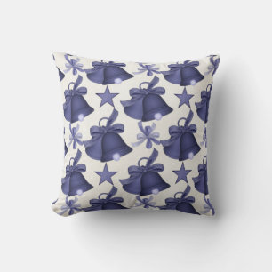 Country Blue Christmas Holiday Bells Pillow d1 Kissen