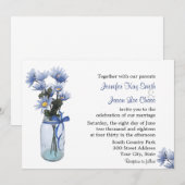 Country Blue Daisies Mason Jar Hochzeit Einladung (Vorne/Hinten)