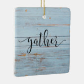 Country Blue "Gather" Script Farmhouse Keramikornament (Rechts)